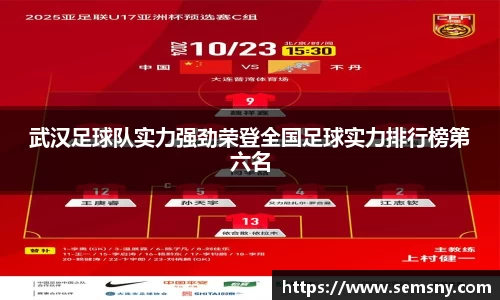 武汉足球队实力强劲荣登全国足球实力排行榜第六名